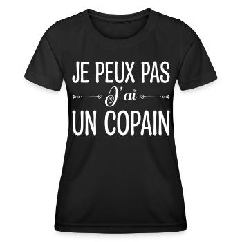 Je peux pas j'ai un copain. cadeau copain, copine. - T-shirt sport Femme - noir - Devant - AI Model Female 172 light (172cm)