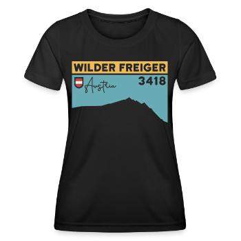 Wilder Freiger Bergtour Roter Grat Gipfel Höhe - Frauen Funktions-T-Shirt - Schwarz - Vorne - AI Model Female 172 light (172cm)