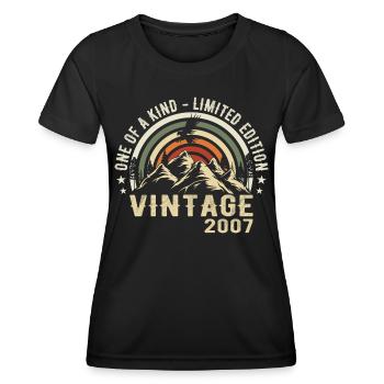 Né en 2007 Vintage 2007 Anniversaire Rétro 2007 - T-shirt sport Femme - noir - Devant - AI Model Female 172 light (172cm)