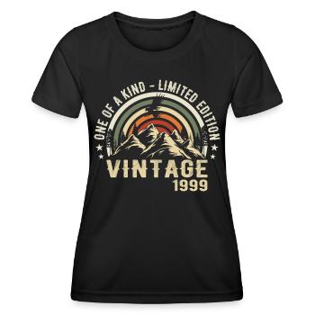 Né en 1999 Vintage 1999 Anniversaire Rétro 1999 - T-shirt sport Femme - noir - Devant - AI Model Female 172 light (172cm)