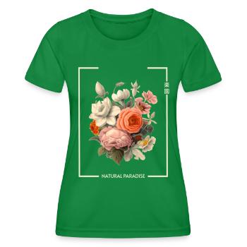 Japan Blume Natural Paradise Streetwear - Frauen Funktions-T-Shirt - Kelly Green - Vorne - AI Model Female 172 dark (172cm)