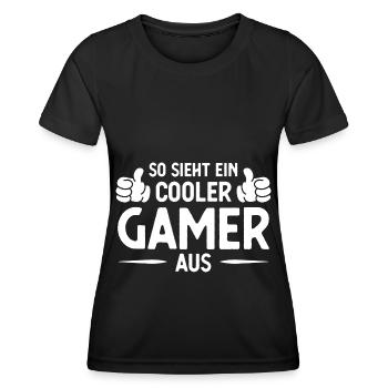 SOHT EIN COOLER GAMER AUS - - Frauen Funktions-T-Shirt - Schwarz - Vorne - AI Model Female 172 light (172cm)