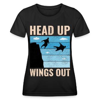 Wingsuit fliegen Base Jumping Fallschirmspringen Wingsuiting - Frauen Funktions-T-Shirt - Schwarz - Vorne - AI Model Female 172 light (172cm)