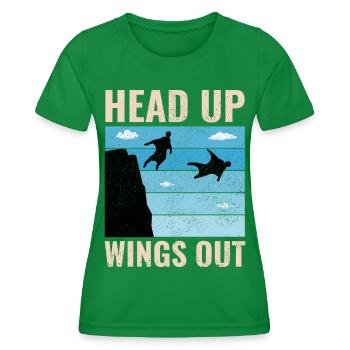 Wingsuit fliegen Base Jumping Fallschirmspringen Wingsuiting - Frauen Funktions-T-Shirt - Kelly Green - Vorne - AI Model Female 172 dark (172cm)