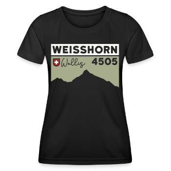 Weisshorn Wallis Hochtour Bergführer Besteigung - Frauen Funktions-T-Shirt - Schwarz - Vorne - AI Model Female 172 light (172cm)