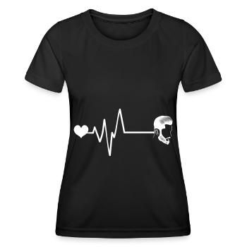 Coupe de cheveux fraîche coiffeur Pulse Heart Love - T-shirt sport Femme - noir - Devant - AI Model Female 172 light (172cm)