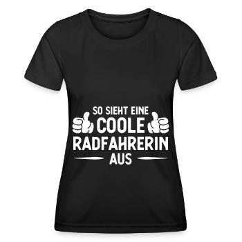 Also Sieht ein Coole Radfahrer AUS - (F) - Frauen Funktions-T-Shirt - Schwarz - Vorne - AI Model Female 172 light (172cm)