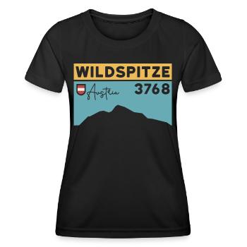 Wildspitze ski tour high tour normal route hike - Women's Functional T-Shirt - black - Front - AI Model Female 172 light (172cm)