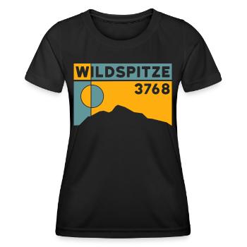 Wildspitze ski tour high tour normal route hike - Women's Functional T-Shirt - black - Front - AI Model Female 172 light (172cm)