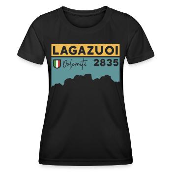 Monte Lagazuoi Souvenir Andenken Dolomiten Wandern - Frauen Funktions-T-Shirt - Schwarz - Vorne - AI Model Female 172 light (172cm)