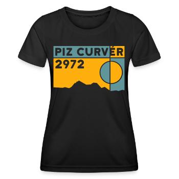 Piz Curvér Wandern Skitour Bergtour Fels Klettern - Frauen Funktions-T-Shirt - Schwarz - Vorne - AI Model Female 172 light (172cm)