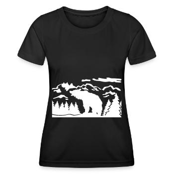 Berglandschaft und Bär - (B.C) - Frauen Funktions-T-Shirt - Schwarz - Vorne - AI Model Female 172 light (172cm)
