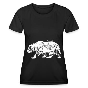Bear and Mountains abstract - (B.C) - Women's Functional T-Shirt - black - Front - AI Model Female 172 light (172cm)