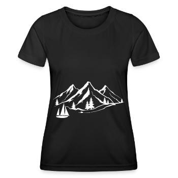 Mountain 1 and Sailboat - (SA) - Women's Functional T-Shirt - black - Front - AI Model Female 172 light (172cm)