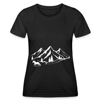 Montagne 1 et Cheval - (HO) (2) - T-shirt sport Femme - noir - Devant - AI Model Female 172 light (172cm)