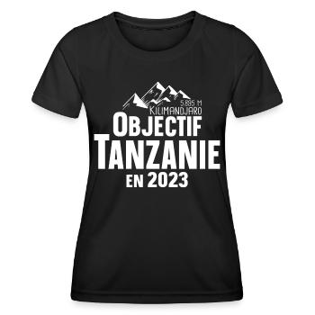 Tanzanie Kilimandjaro 2023 Montagne Afrique - T-shirt sport Femme - noir - Devant - AI Model Female 172 light (172cm)