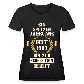 1983 EIN SPITZENJAHRGANG - Frauen Funktions-T-Shirt - Schwarz - Vorne - AI Model Female 172 light (172cm)