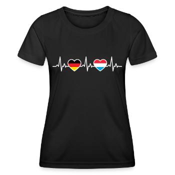 Luxemburg Deutschland Flagge Deutsch Luxemburger - Frauen Funktions-T-Shirt - Schwarz - Vorne - AI Model Female 172 light (172cm)