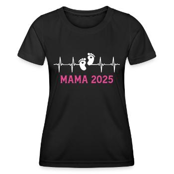 Mama 2025 Herzschlag Werdende Mutter - Frauen Funktions-T-Shirt - Schwarz - Vorne - AI Model Female 172 light (172cm)