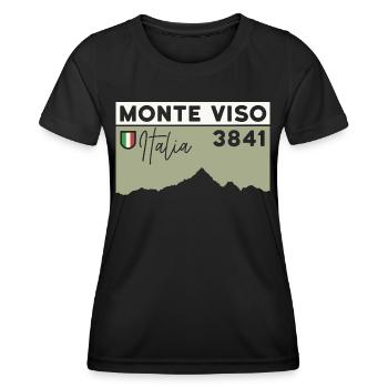 Monte Viso Randonnée Monviso Ascension Arête Est - T-shirt sport Femme - noir - Devant - AI Model Female 172 light (172cm)