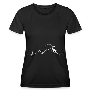 Steinbock und Berg - (B.w) - Frauen Funktions-T-Shirt - Schwarz - Vorne - AI Model Female 172 light (172cm)