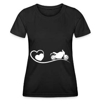 Heart and Motorcycle - (MOTORCYCLE) - Women's Functional T-Shirt - black - Front - AI Model Female 172 light (172cm)