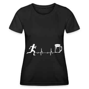 Heartbeat Beer and Running - (RU) - Women's Functional T-Shirt - black - Front - AI Model Female 172 light (172cm)