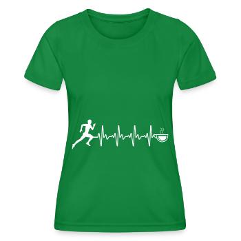 Herzschlagkaffee und Laufen - (RU) (2) - Frauen Funktions-T-Shirt - Kelly Green - Vorne - AI Model Female 172 dark (172cm)