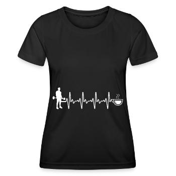 Heartbeat coffee and fitness - - Women's Functional T-Shirt - black - Front - AI Model Female 172 light (172cm)