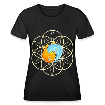Yin Yang et la fleur de vie - Fleur de vie - T-shirt sport Femme - noir - Devant - AI Model Female 172 light (172cm)