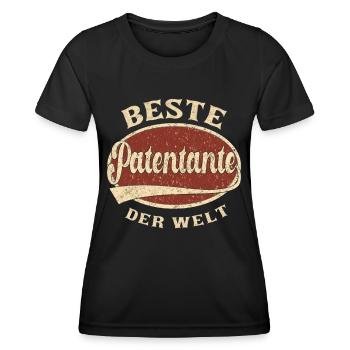 Beste Patentante der Welt Retro Geschenk - Frauen Funktions-T-Shirt - Schwarz - Vorne - AI Model Female 172 light (172cm)