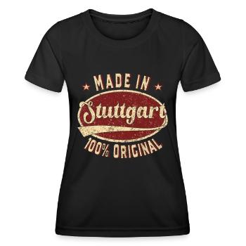 Made in Stuttgart 100 % original Stuttgarter Retro - Frauen Funktions-T-Shirt - Schwarz - Vorne - AI Model Female 172 light (172cm)