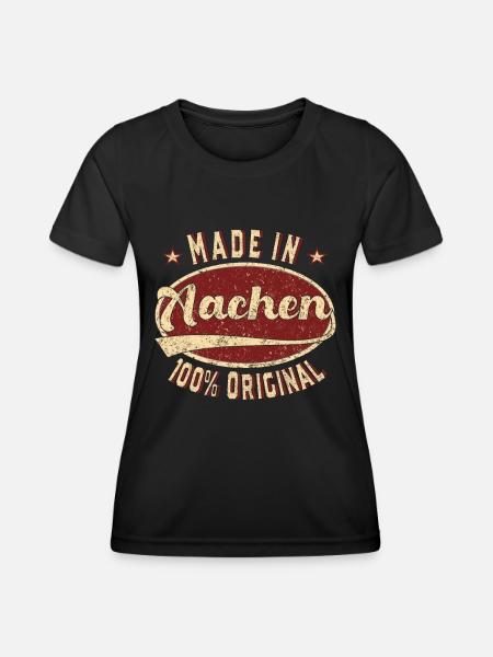 Made in Aachen 100 % original Aachener retro - Frauen Funktions-T-Shirt - Schwarz