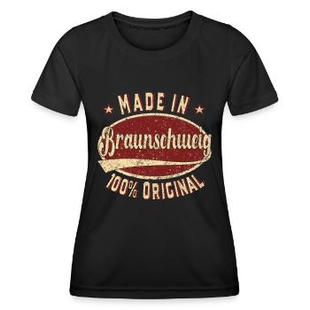 Made in Braunschweig 100 % original - Frauen Funktions-T-Shirt - Schwarz - Vorne - AI Model Female 172 light (172cm)