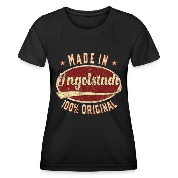 Made in Ingolstadt 100 % original Ingolstädter - T-shirt sport Femme - noir - Devant - AI Model Female 172 light (172cm)