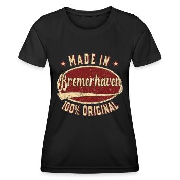 Made in Bremerhaven 100 % original Bremerhavener - T-shirt sport Femme - noir - Devant - AI Model Female 172 light (172cm)
