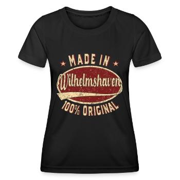 Made in Wilhelmshaven 100% original retro - Women's Functional T-Shirt - black - Front - AI Model Female 172 light (172cm)