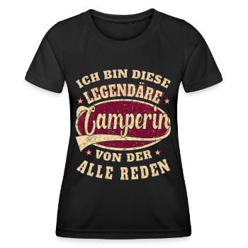 Camperin ich bin dieser legendäre Camper - Frauen Funktions-T-Shirt - Schwarz - Vorne - AI Model Female 172 light (172cm)