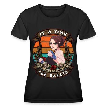 Its time for karate retro woman - Women's Functional T-Shirt - black - Front - AI Model Female 172 light (172cm)