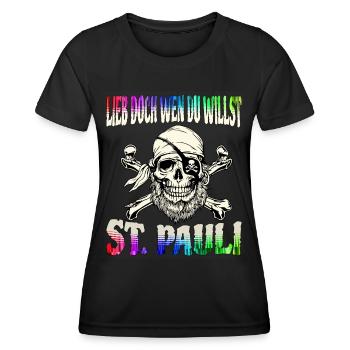 St. Pauli Hambourg Fanartikel St. Pauli - T-shirt sport Femme - noir - Devant - AI Model Female 172 light (172cm)
