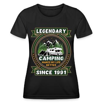 Legendär seit 1991 Camping Geschenk Geburtsjahr - Frauen Funktions-T-Shirt - Schwarz - Vorne - AI Model Female 172 light (172cm)