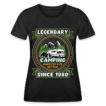 Legendär seit 1980 Camping Geschenk Geburtsjahr - Frauen Funktions-T-Shirt - Schwarz - Vorne - AI Model Female 172 light (172cm)
