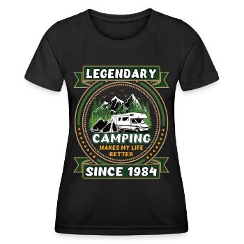 Legendary since 1984 Camping gift year of birth - Women's Functional T-Shirt - black - Front - AI Model Female 172 light (172cm)