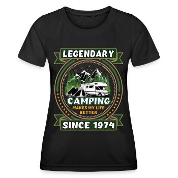 Legendär seit 1974 Camping Geschenk Geburtsjahr - Frauen Funktions-T-Shirt - Schwarz - Vorne - AI Model Female 172 light (172cm)