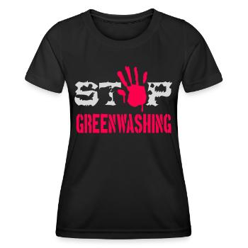 Stop Greenwashing - Women's Functional T-Shirt - black - Front - AI Model Female 172 light (172cm)