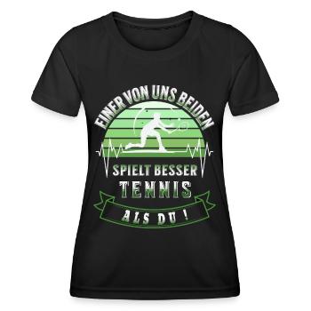 Tennis L’un de nous deux joue mieux au tennis - T-shirt sport Femme - noir - Devant - AI Model Female 172 light (172cm)
