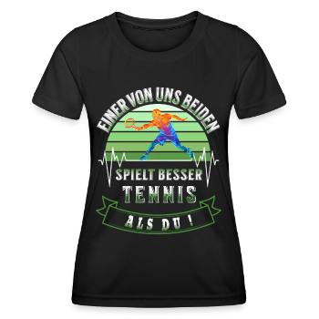 Tennis Einer von uns beiden spielt besser Tennis - Frauen Funktions-T-Shirt - Schwarz - Vorne - AI Model Female 172 light (172cm)