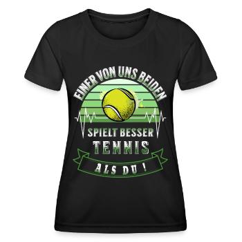 Tennis Einer von uns beiden spielt besser Tennis - Frauen Funktions-T-Shirt - Schwarz - Vorne - AI Model Female 172 light (172cm)