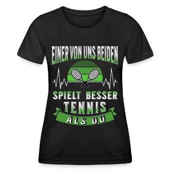 Tennis L’un de nous deux joue mieux au tennis - T-shirt sport Femme - noir - Devant - AI Model Female 172 light (172cm)