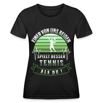 Tennis Einer von uns beiden spielt besser Tennis - Frauen Funktions-T-Shirt - Schwarz - Vorne - AI Model Female 172 light (172cm)